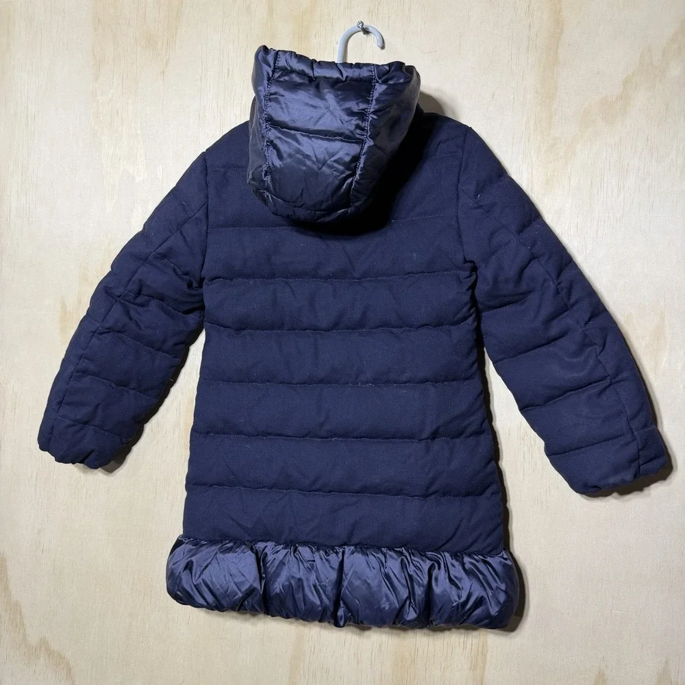 Moncler Kids Girls Puffer Coat Size 5 Navy Blue Hooded Down Jacket